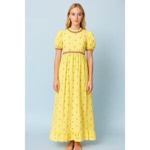 Vintage style Yellow Cottagecore Prairie Maxi no sz tag Bridgerton Girlycore